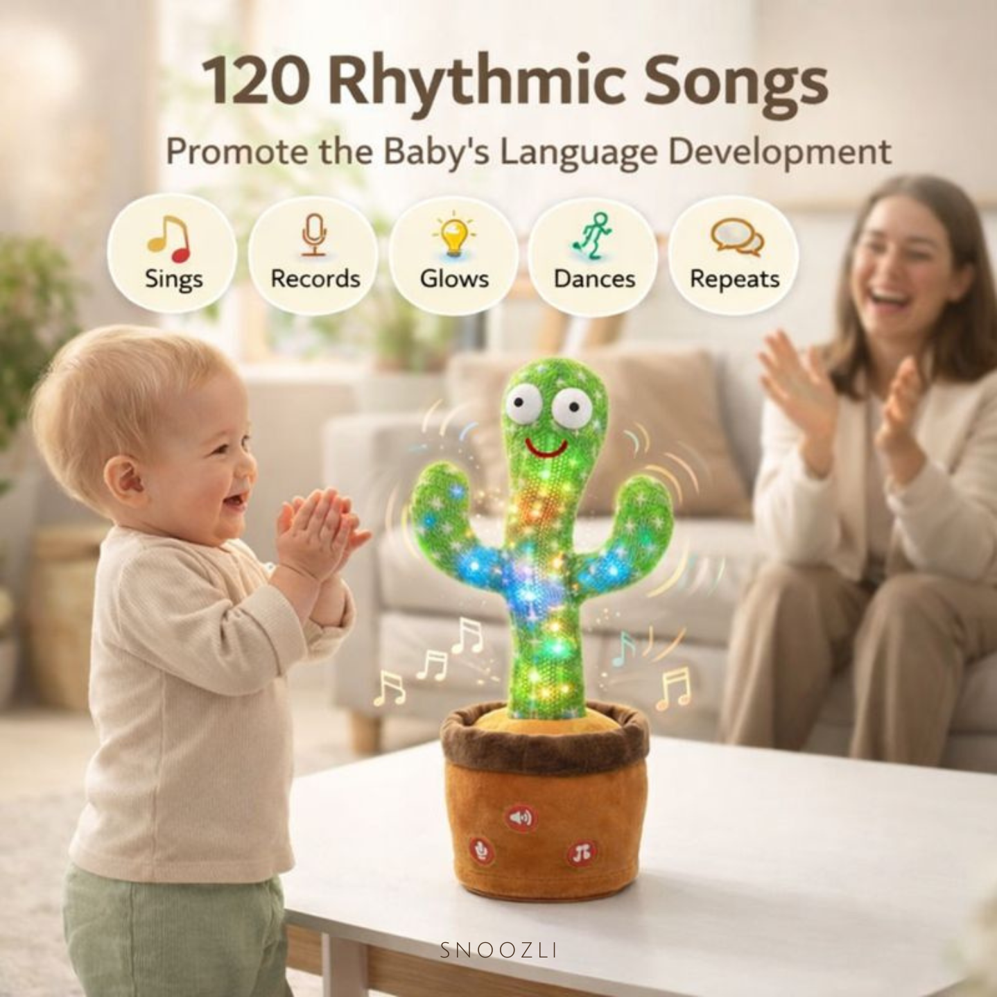 Talking Cactus - Interactive Dancing & Repeating Plush Toy for Babies & Toddlers