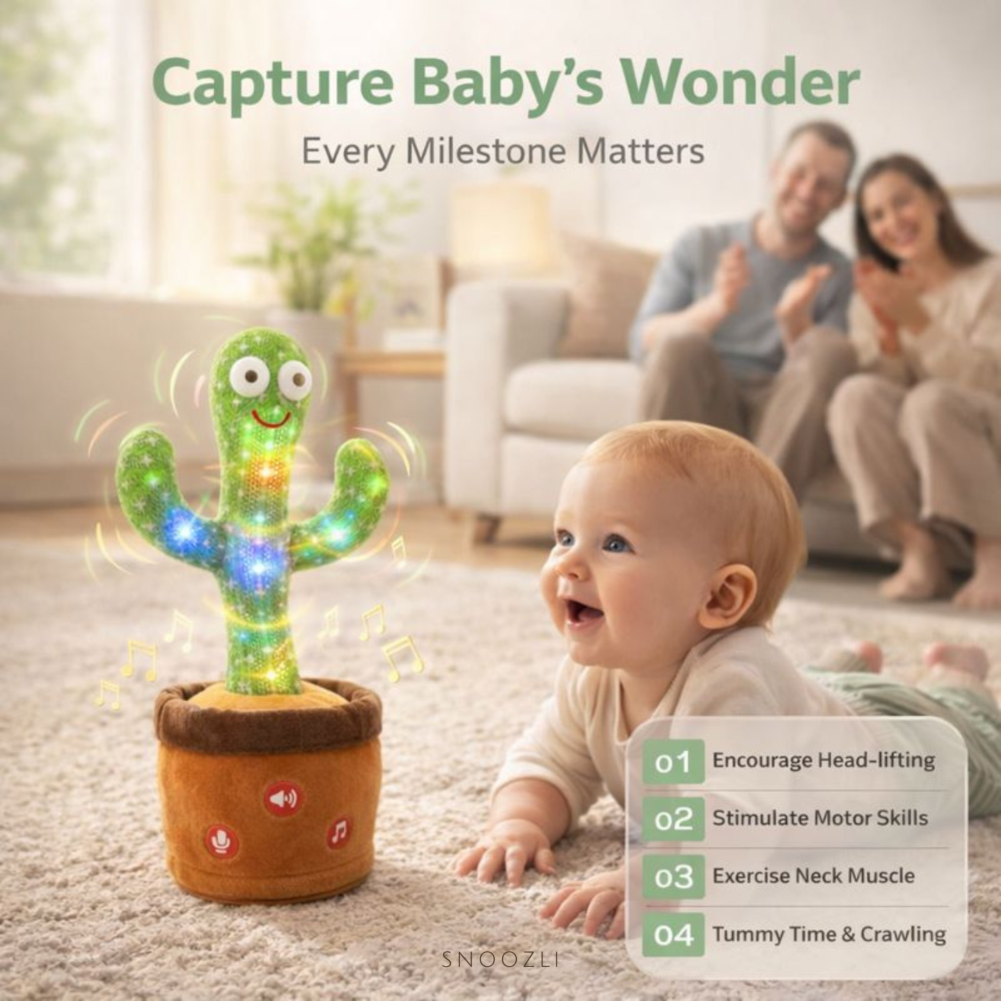 Talking Cactus - Interactive Dancing & Repeating Plush Toy for Babies & Toddlers